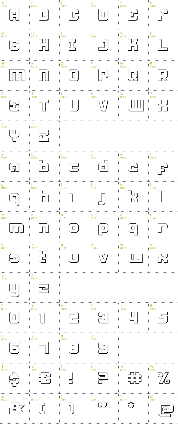 Character Mini-Map: Weaponeer Shadow font