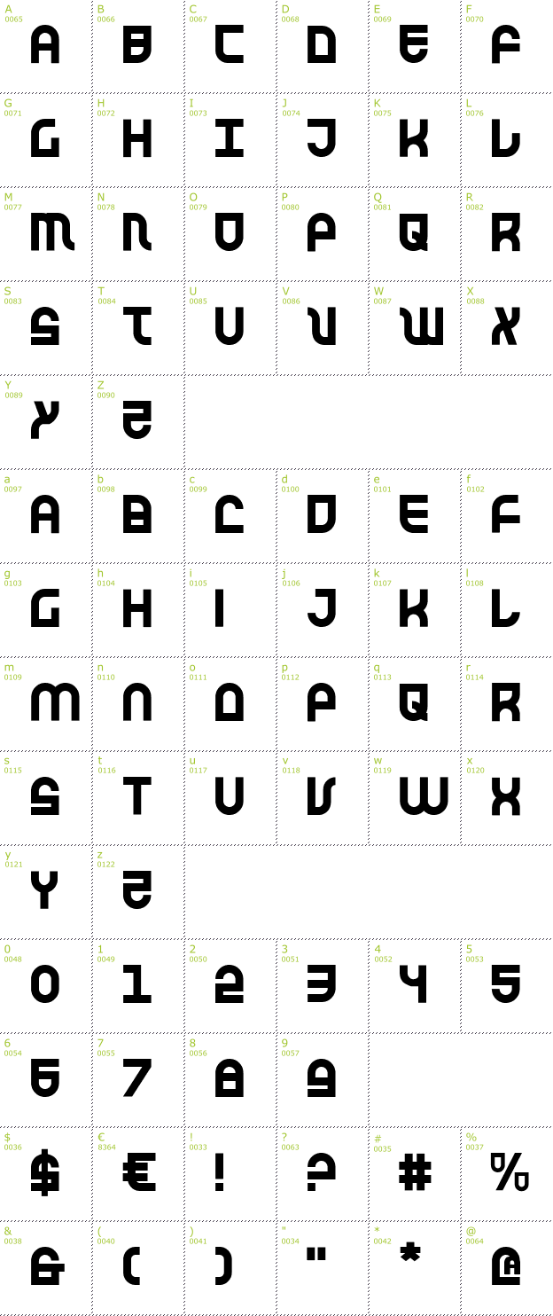 Character Mini-Map: Trek Trooper font