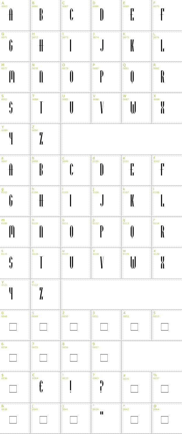 Character Mini-Map: Utusi Star font