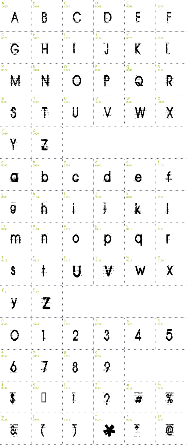 Character Mini-Map: Tom Violence font