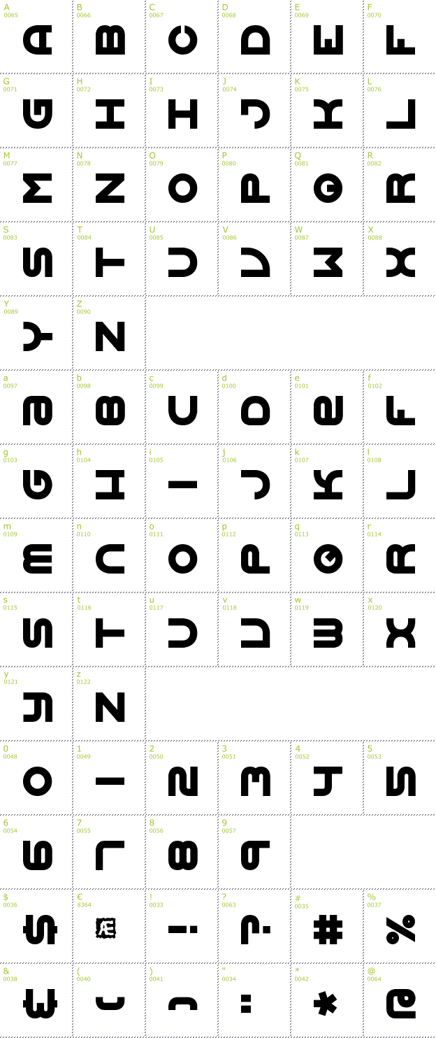 Character Mini-Map: Vertigo 2 BRK font