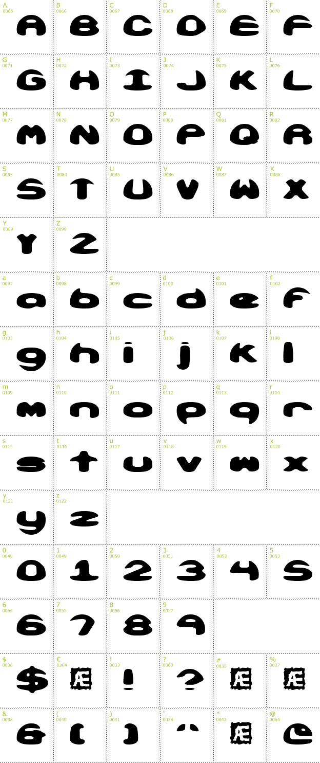 Character Mini-Map: Obloquy Solid BRK font