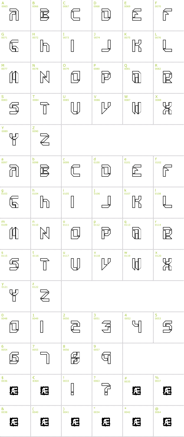 Character Mini-Map: Collective Outlined BRK font