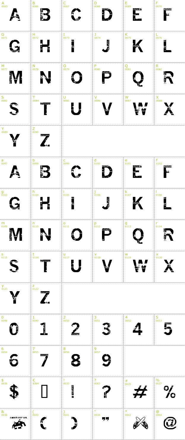 Character Mini-Map: Insomnesia font
