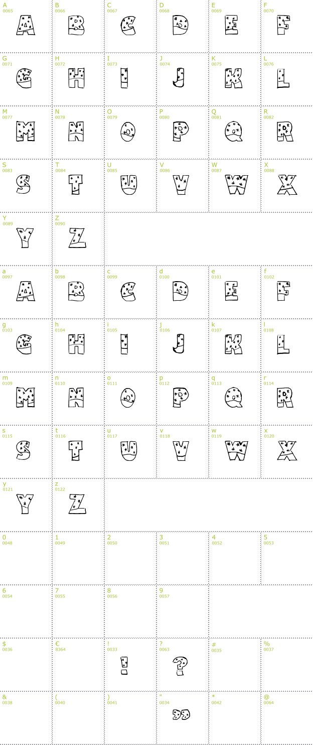 Character Mini-Map: Snowfall font