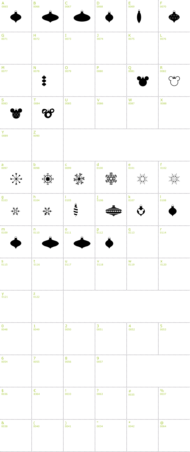 Character Mini-Map: Christmas Mouse font