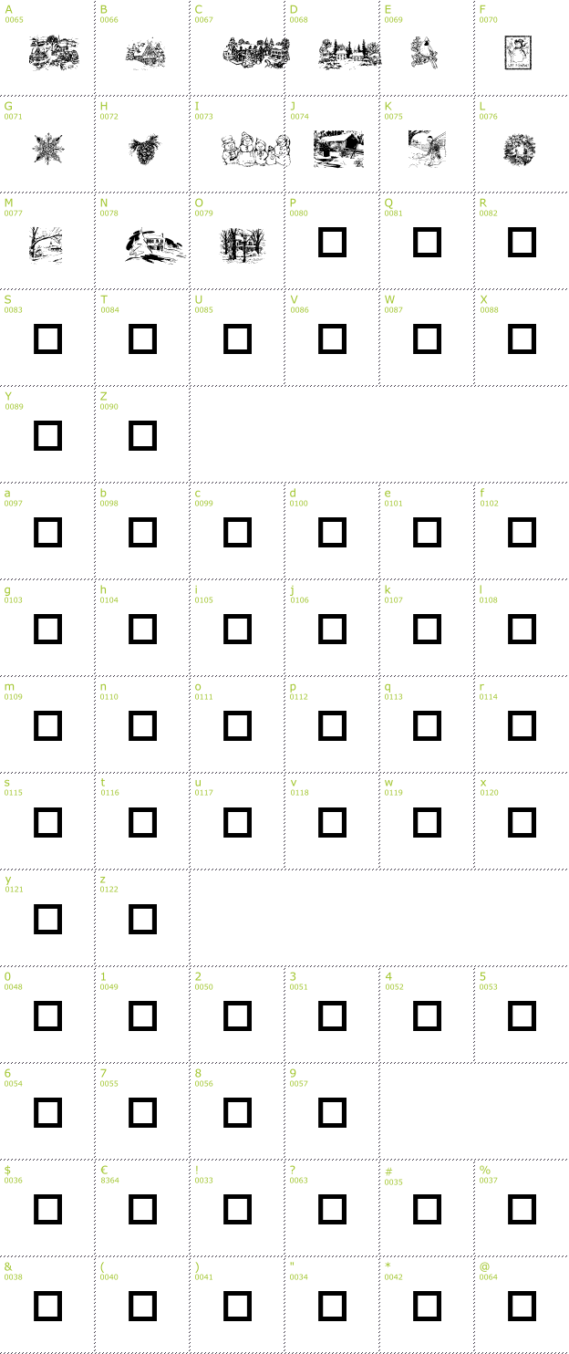 Character Mini-Map: Winter Wonderland font