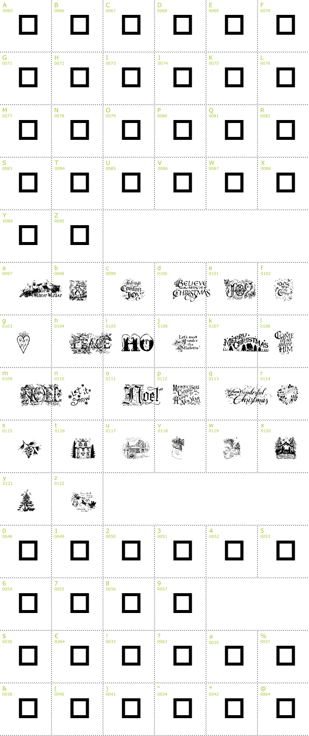 Character Mini-Map: Christmas Cheer font