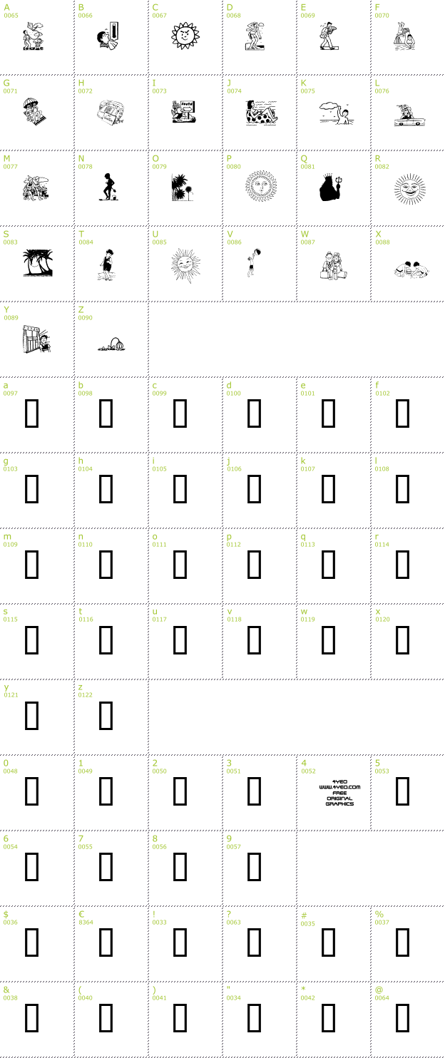 Character Mini-Map: 4YEOsummer font