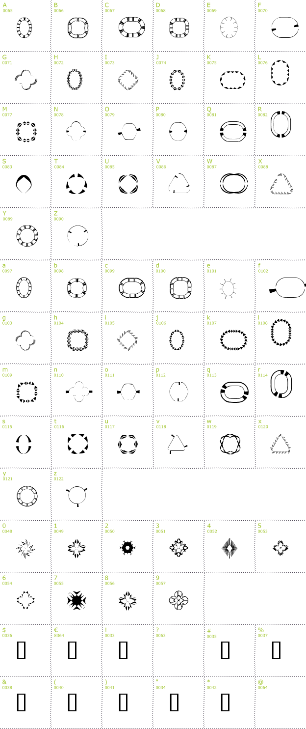 Character Mini-Map: 4YEOframes font