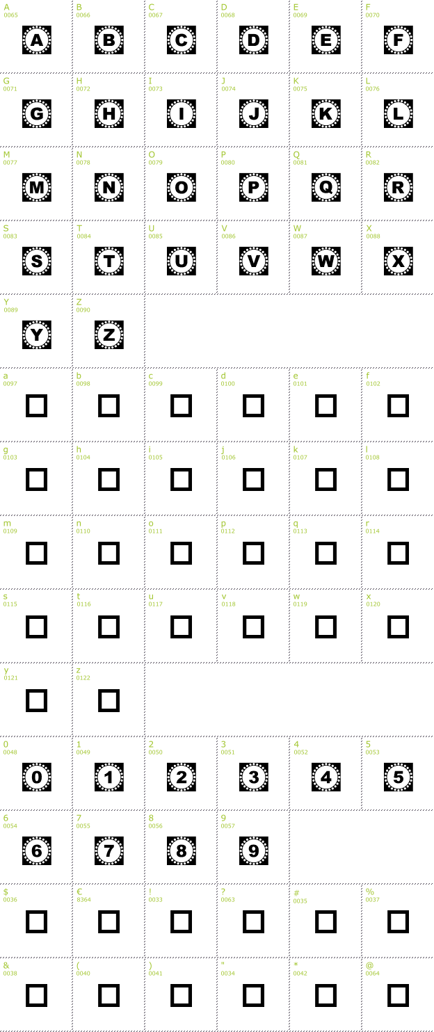 Character Mini-Map: 4YEO OUT font