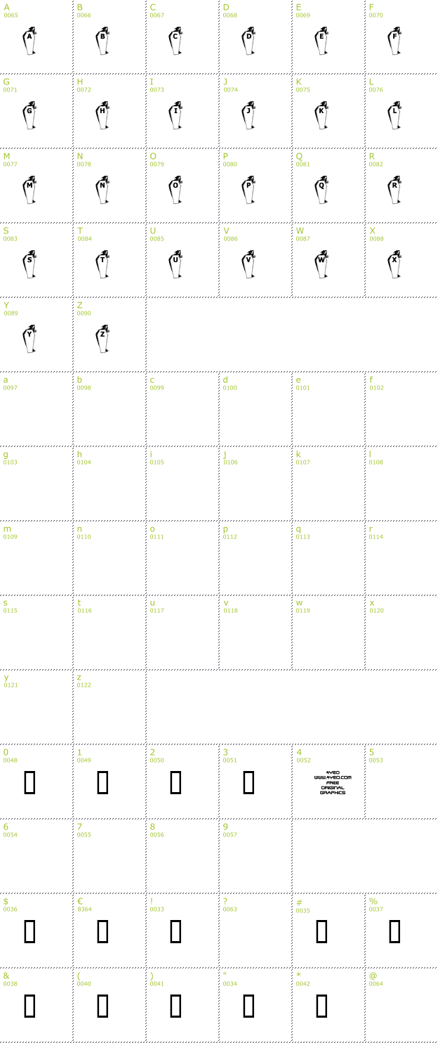 Character Mini-Map: 4YEOhalloween font