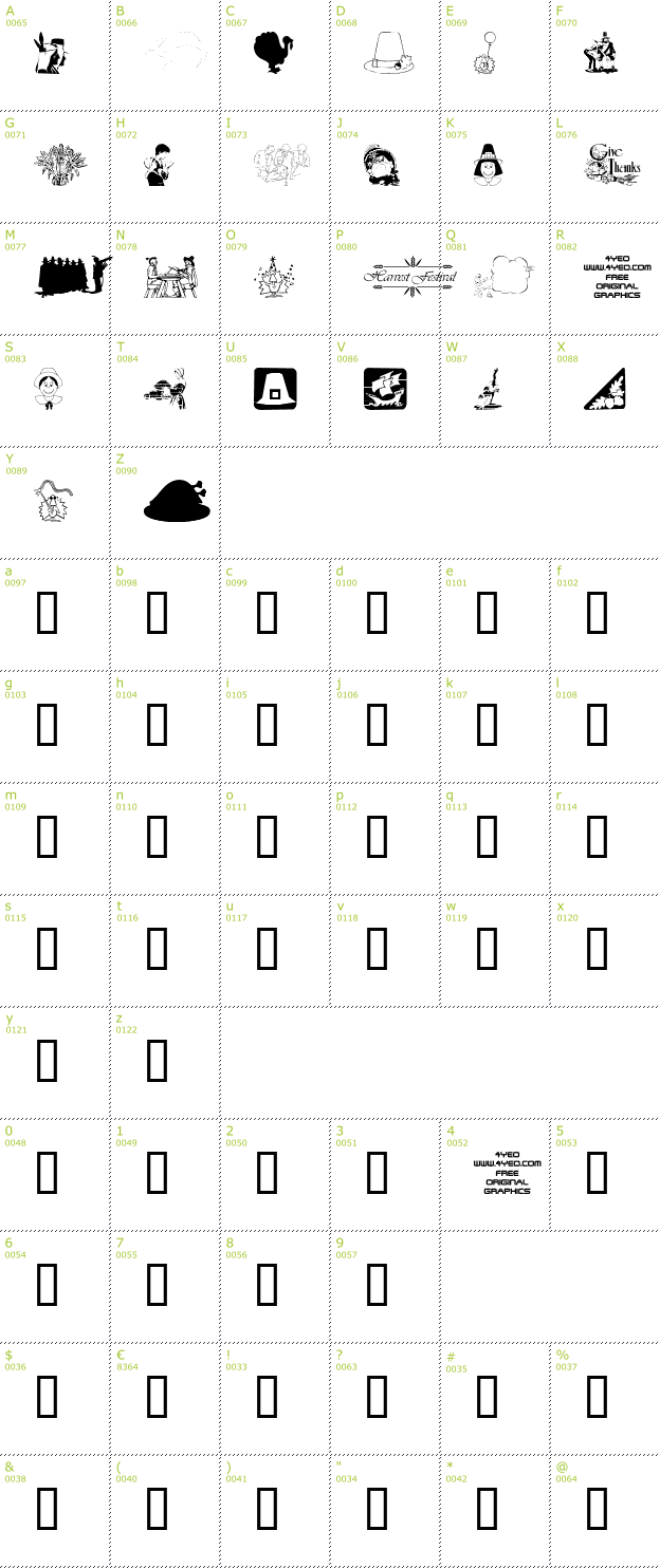 Character Mini-Map: 4YEOthanks font
