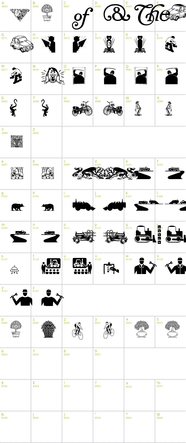 Character Mini-Map: Kidings Free font