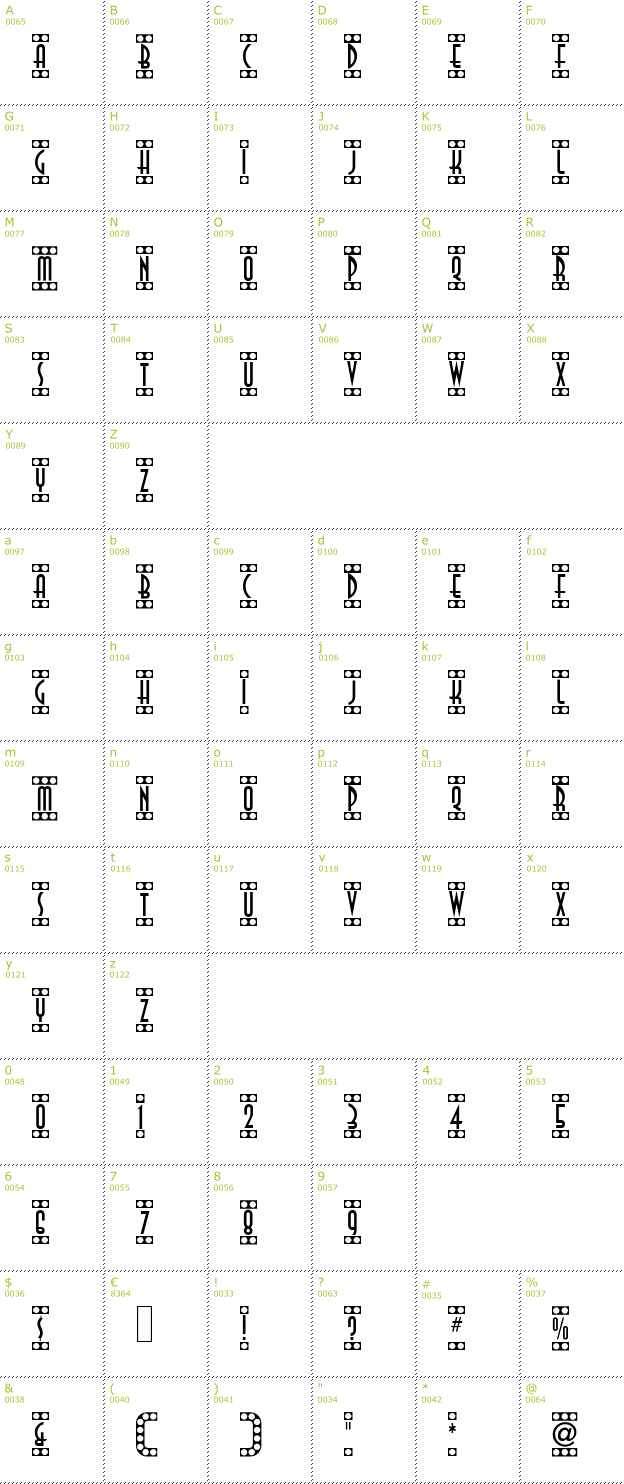 Character Mini-Map: Showtime font
