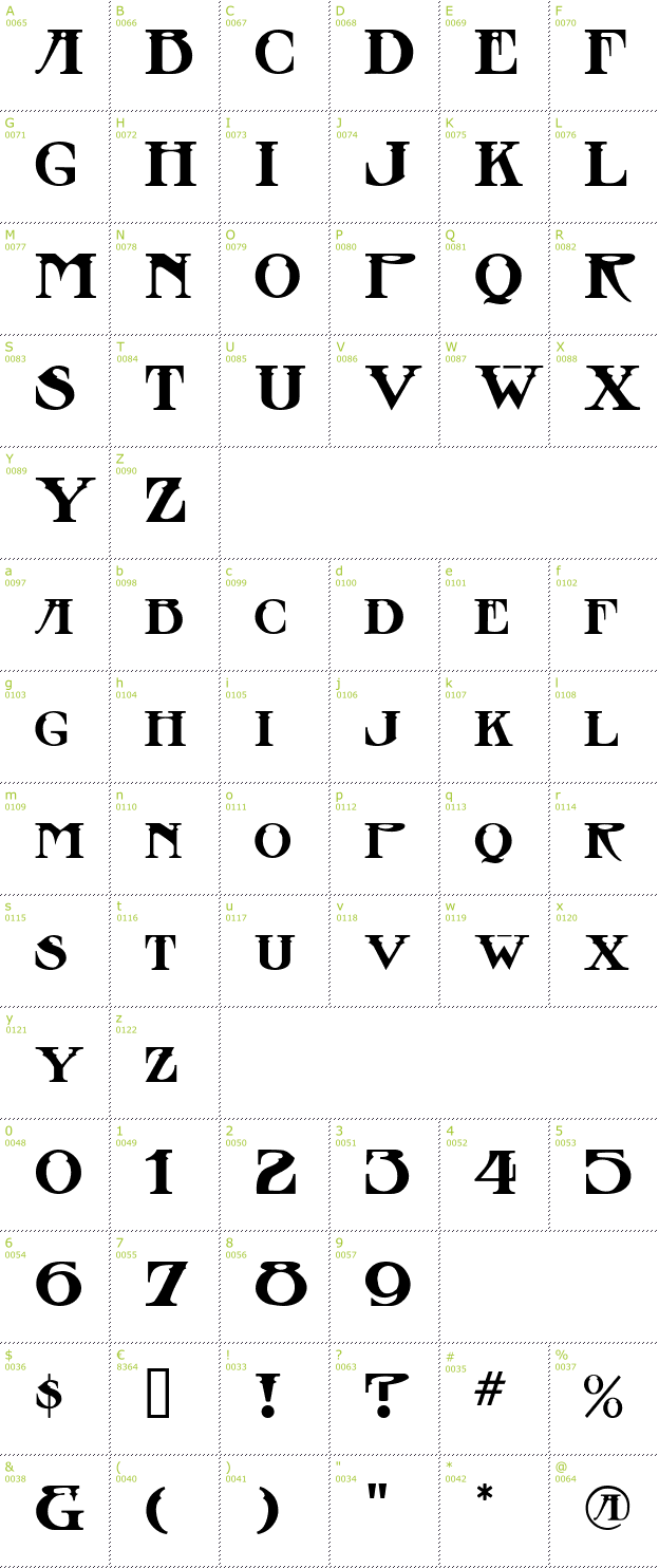 Character Mini-Map: Stowaway font
