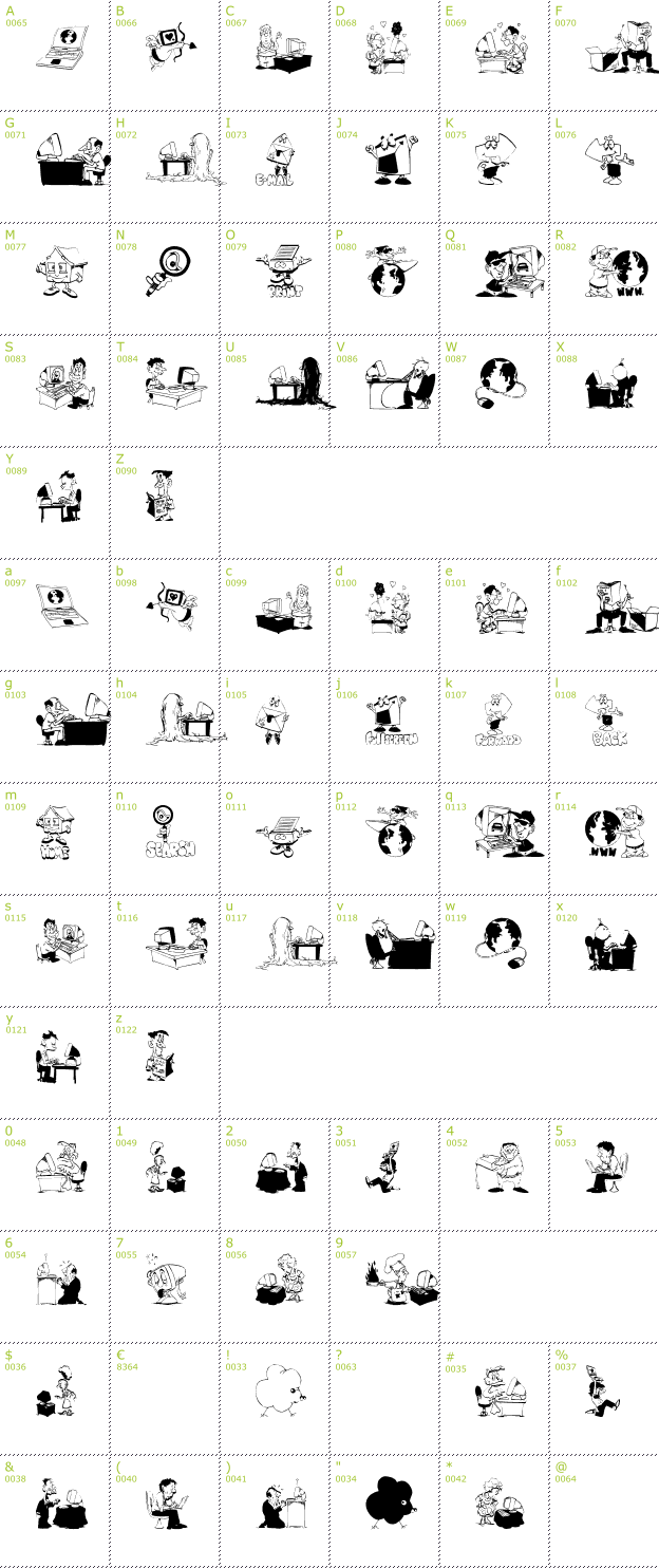 Character Mini-Map: Webmasters font