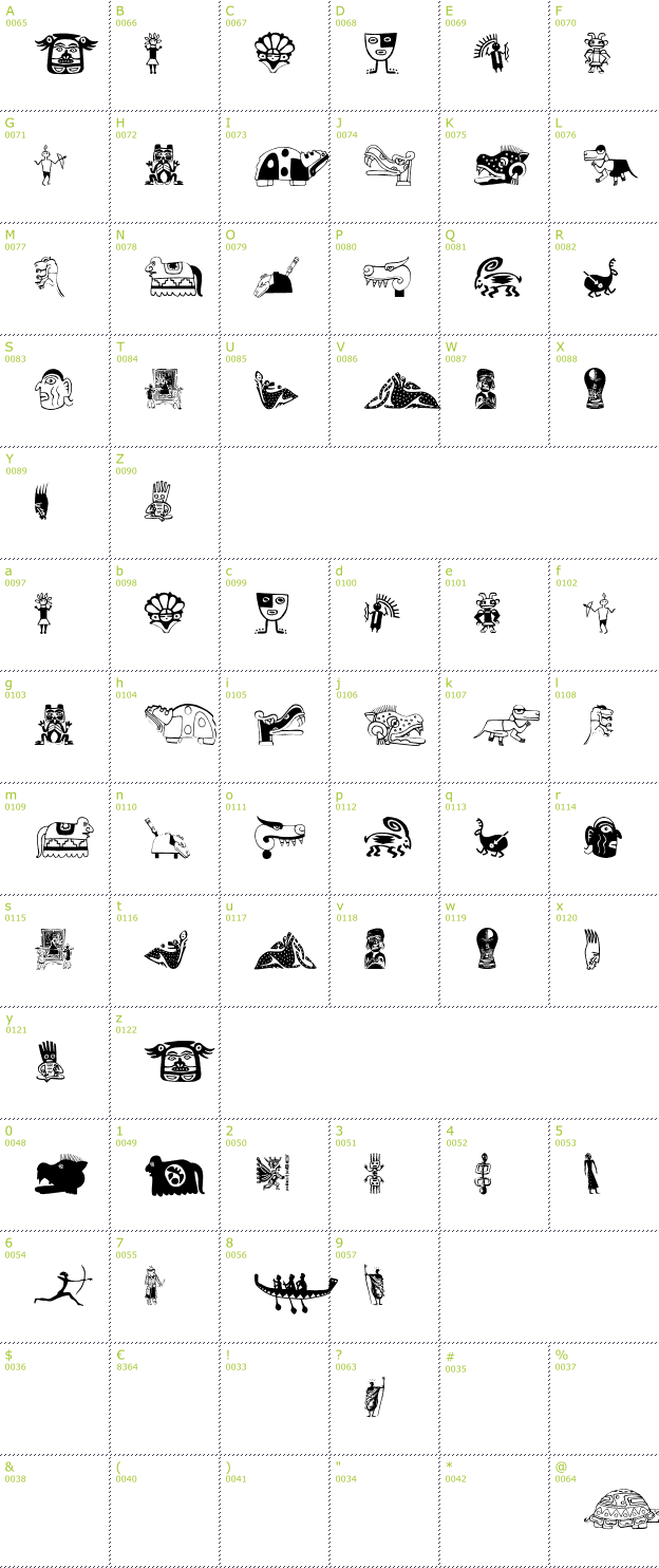 Character Mini-Map: Tribalistica Figures font