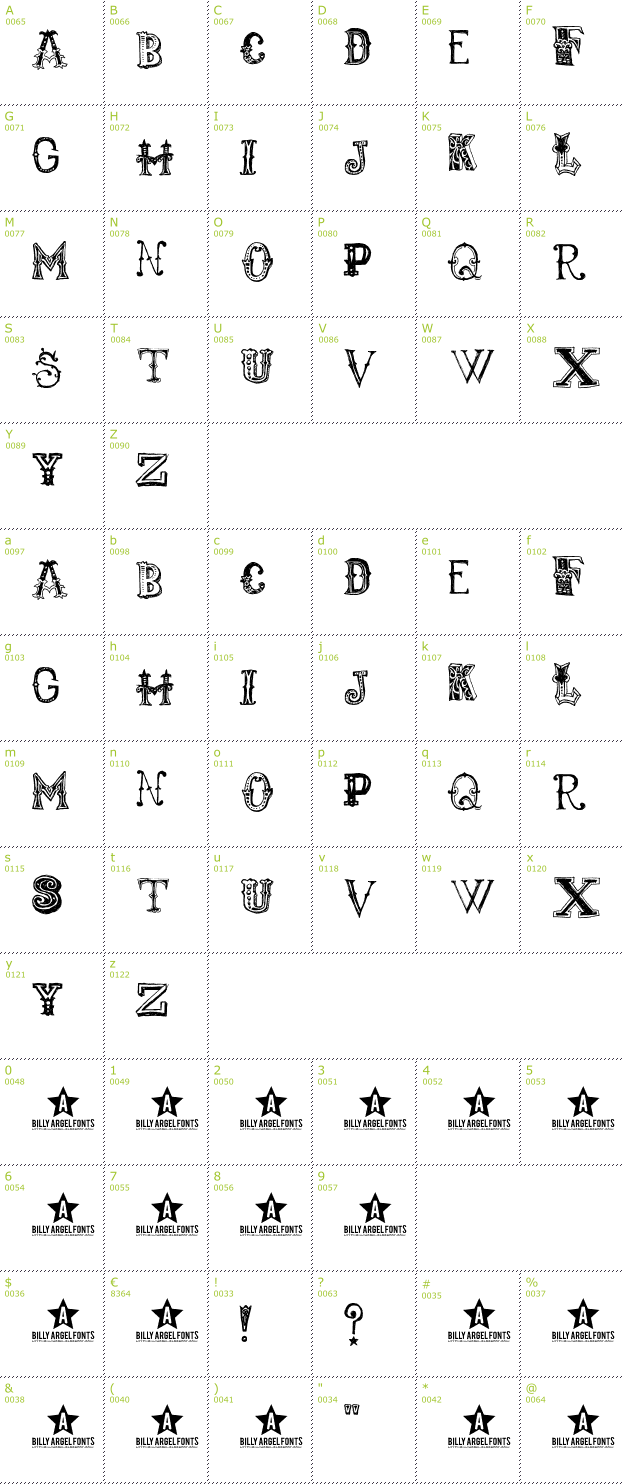 Character Mini-Map: Monbijoux font