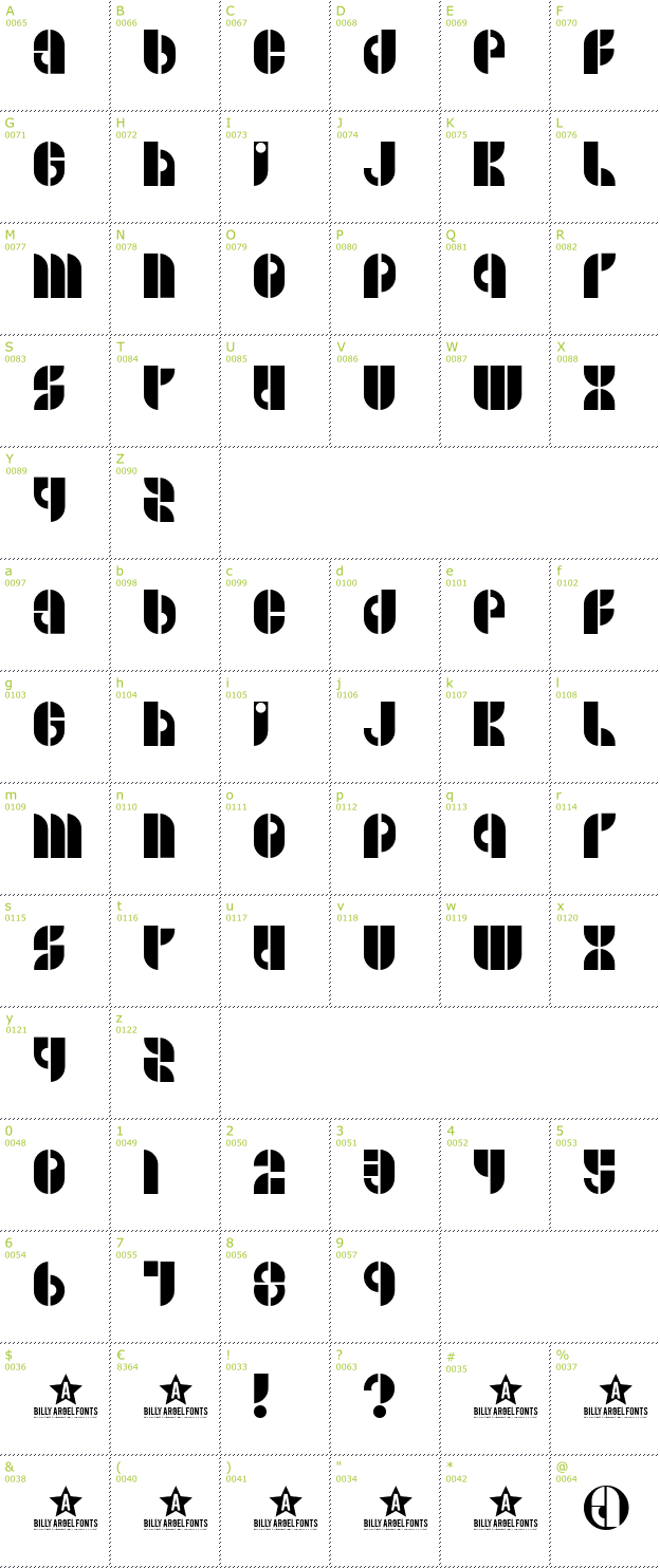 Character Mini-Map: B Side font