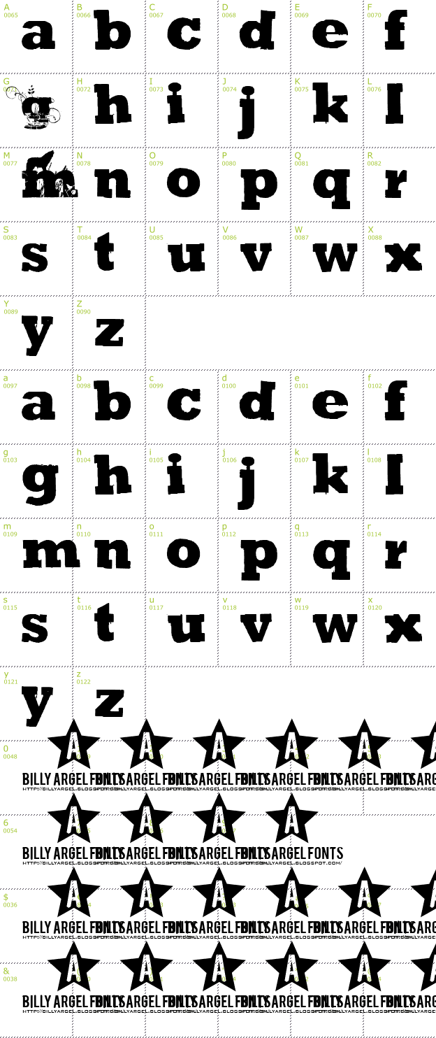 Character Mini-Map: Green Mind font
