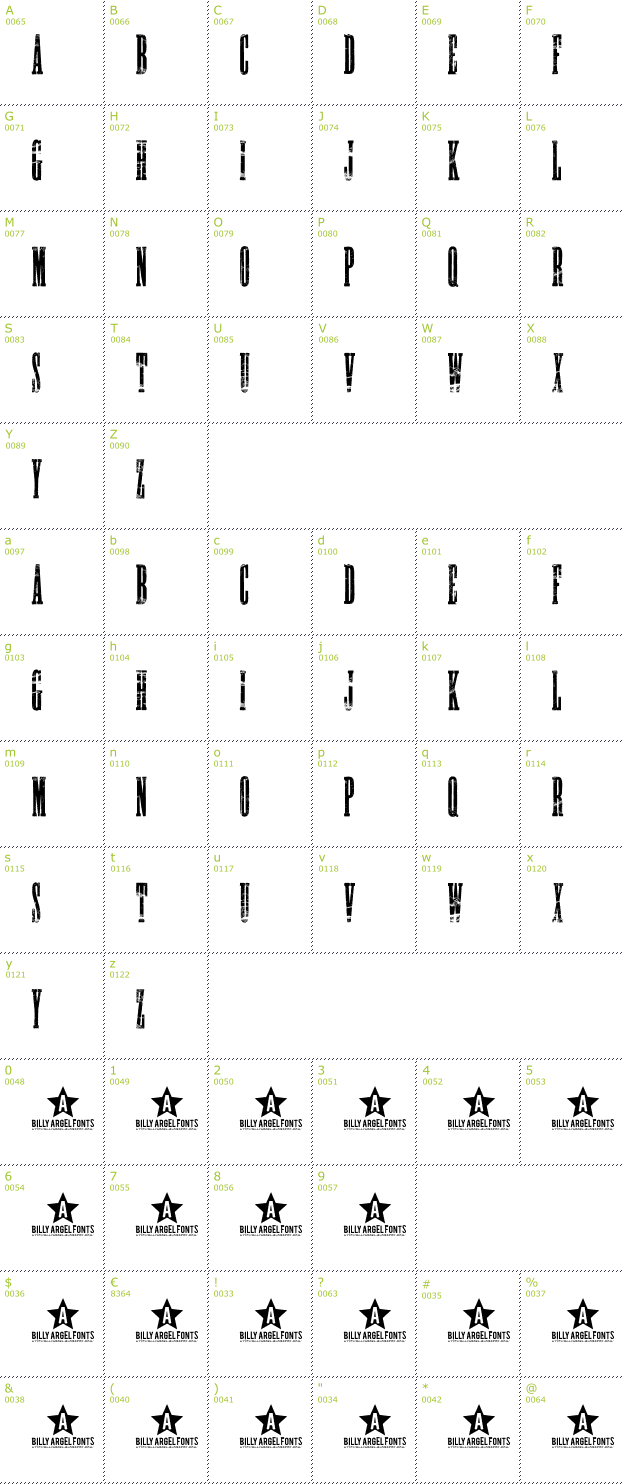 Character Mini-Map: Night Stalker font