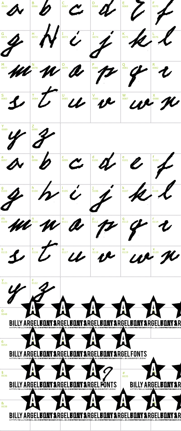 Character Mini-Map: Electric Hands font