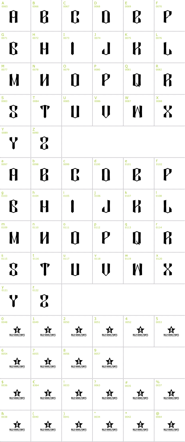 Character Mini-Map: Diamond Dust font