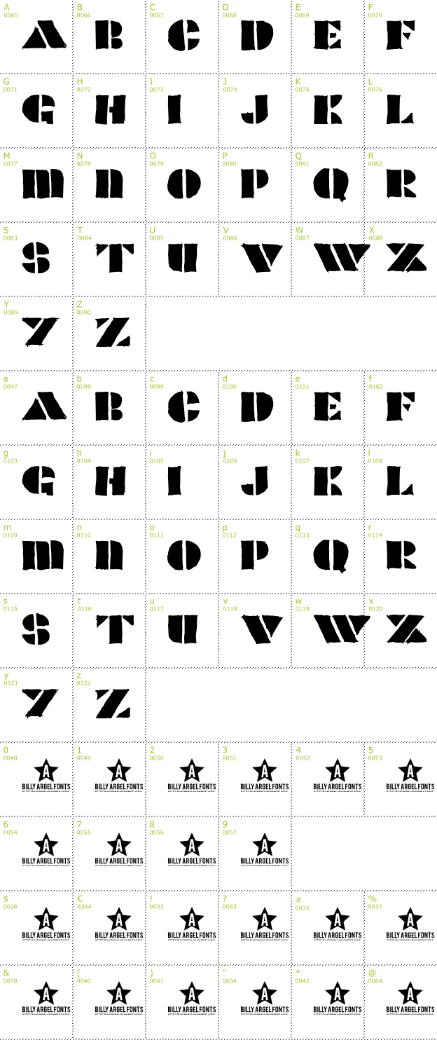 Character Mini-Map: Popcorn font
