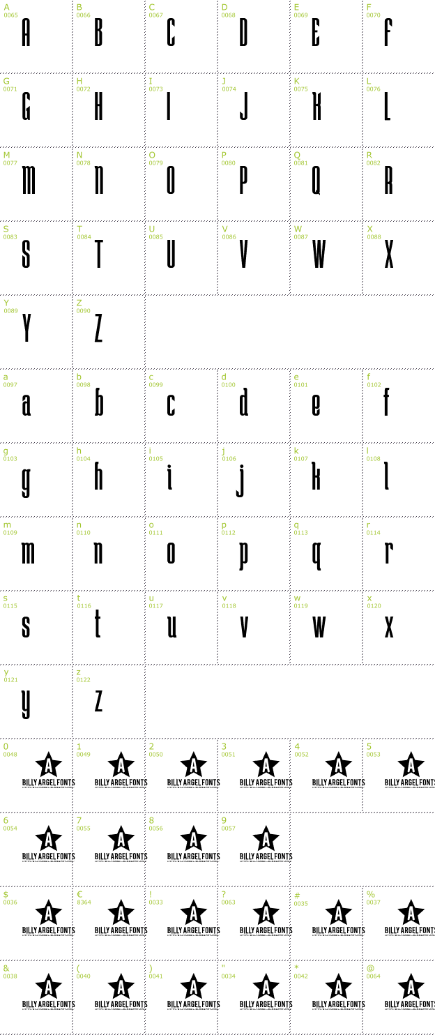 Character Mini-Map: Lost Winner font