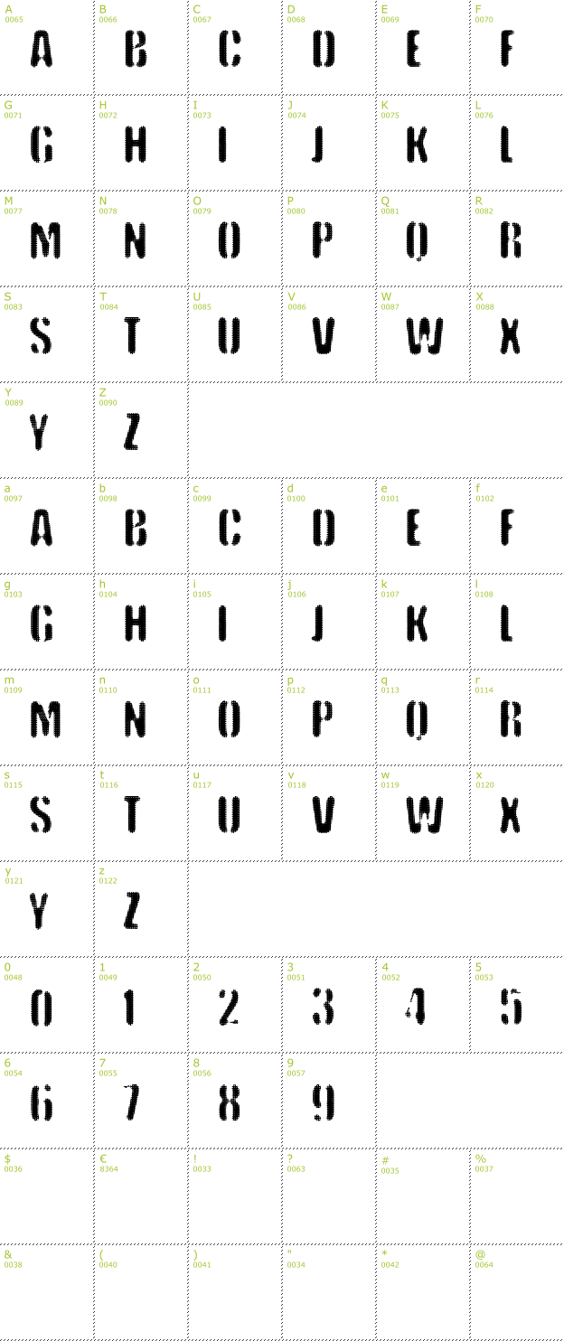 Character Mini-Map: VTKS Keystorm font