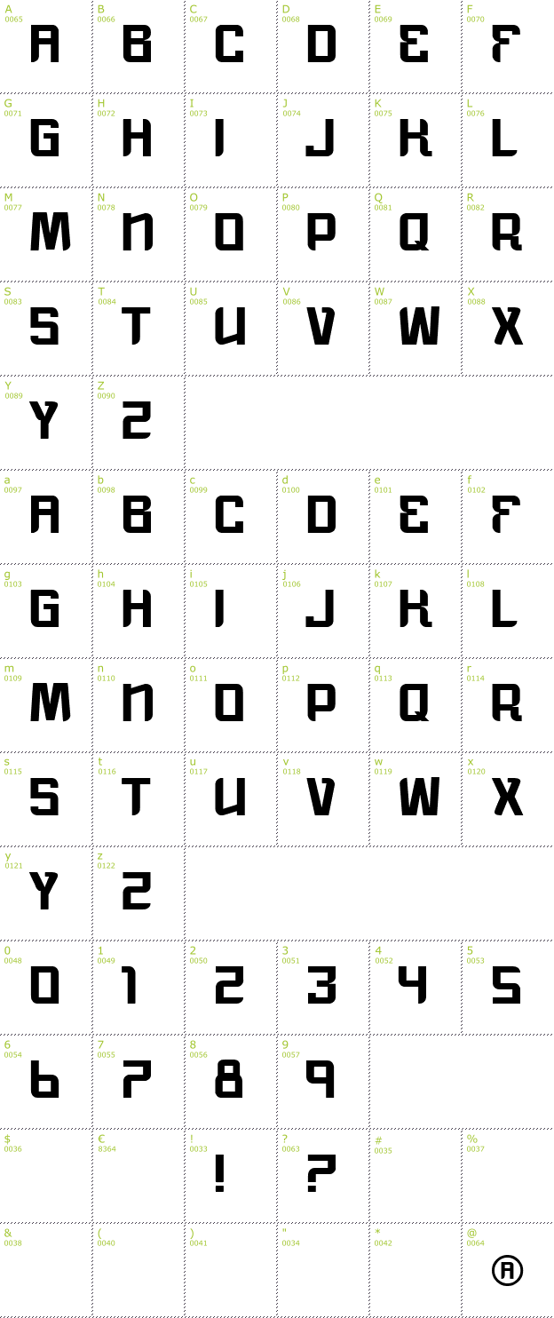 Character Mini-Map: VTKS Morning Rain font
