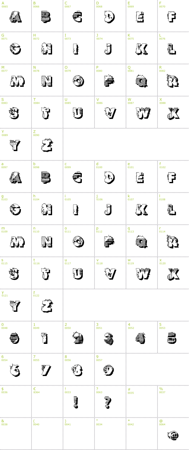 Character Mini-Map: VTKS Reverso Option B font