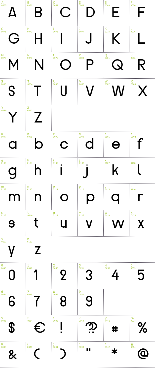 Character Mini-Map: Proletarsk font