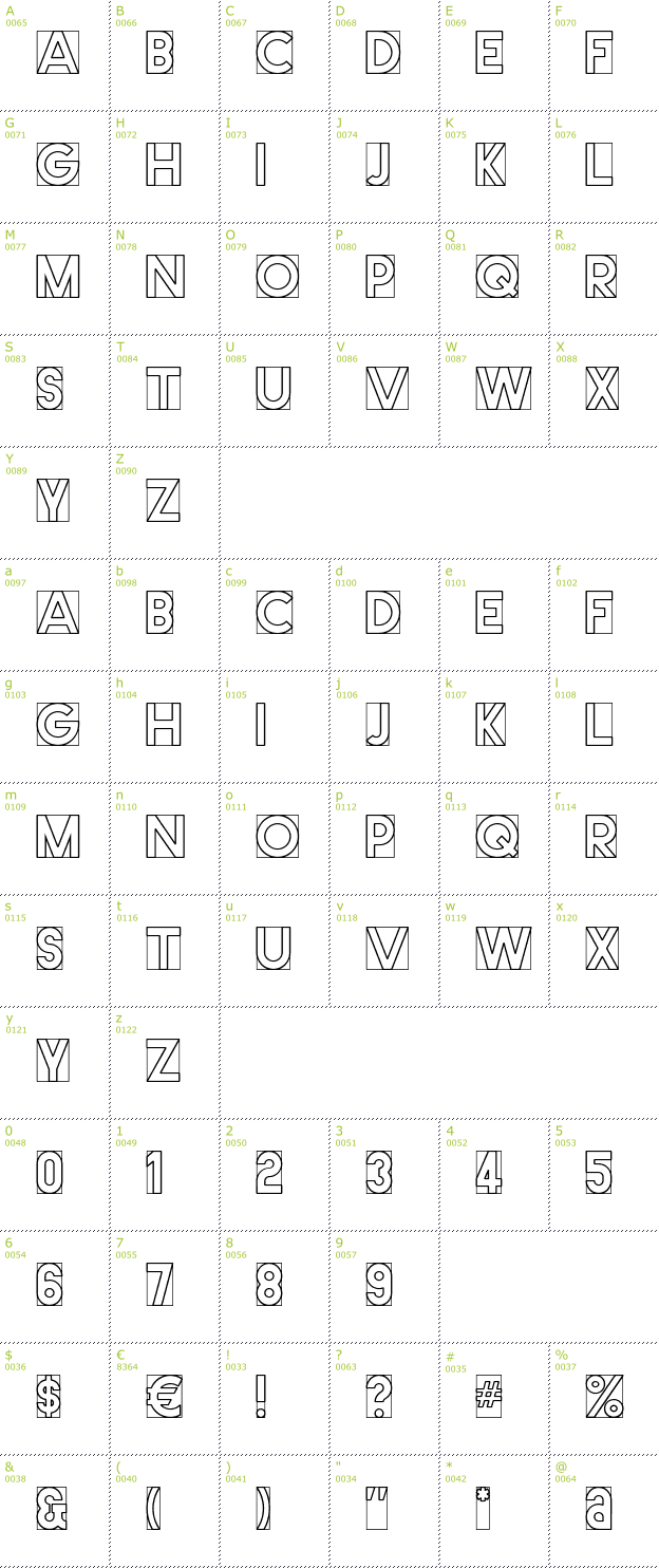 Character Mini-Map: Cut Me Out font