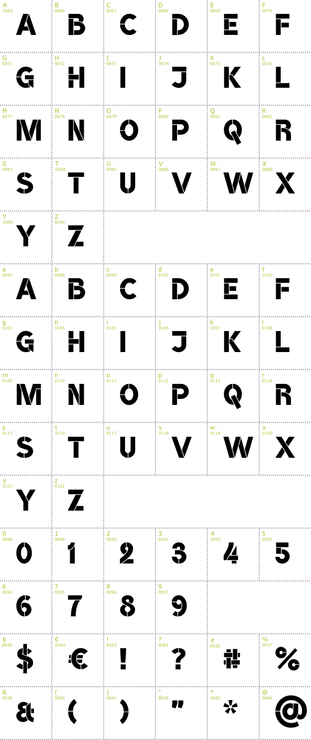 Character Mini-Map: BroshK font