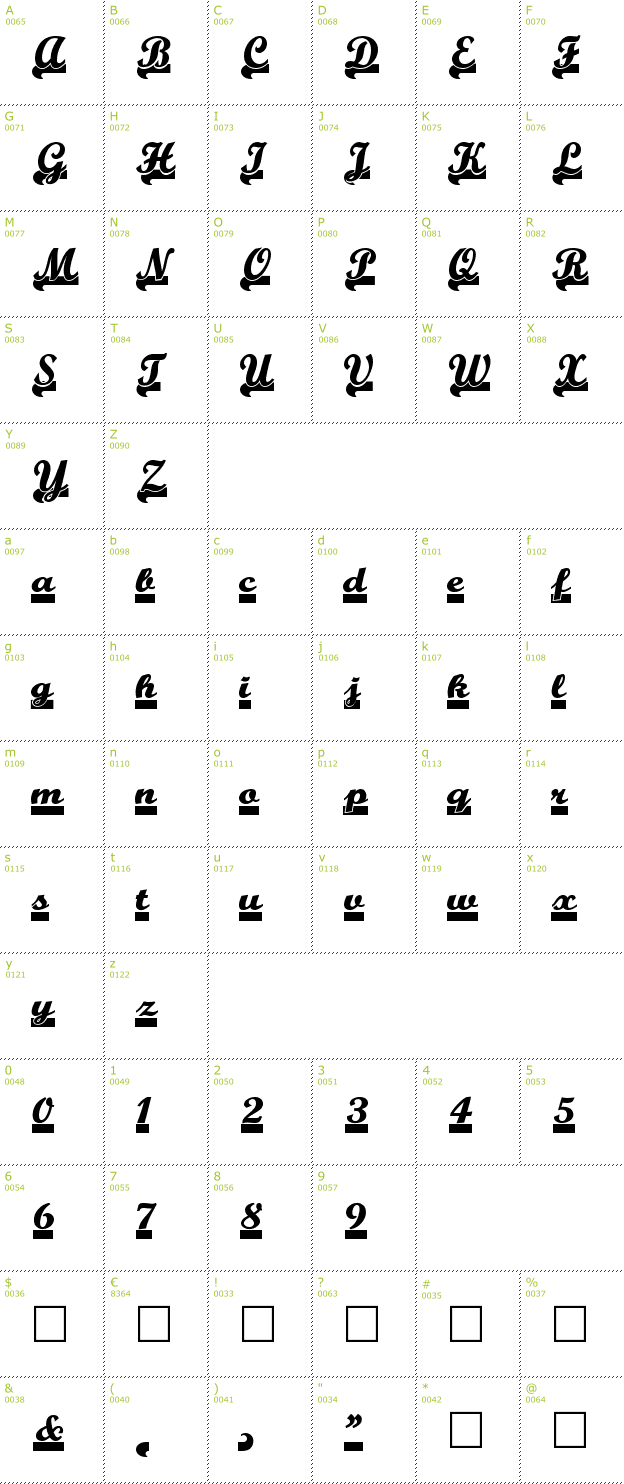 Character Mini-Map: Teamspirit font