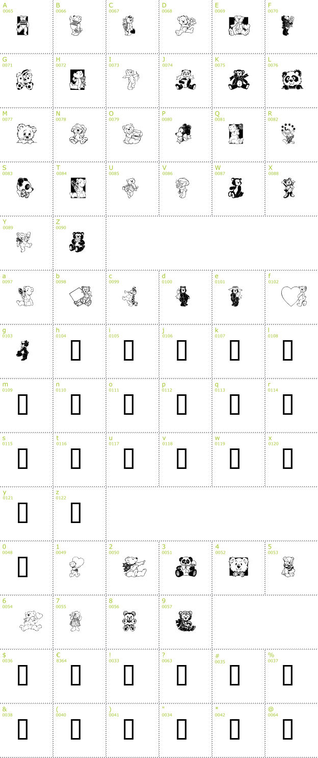 Character Mini-Map: Teddyber font